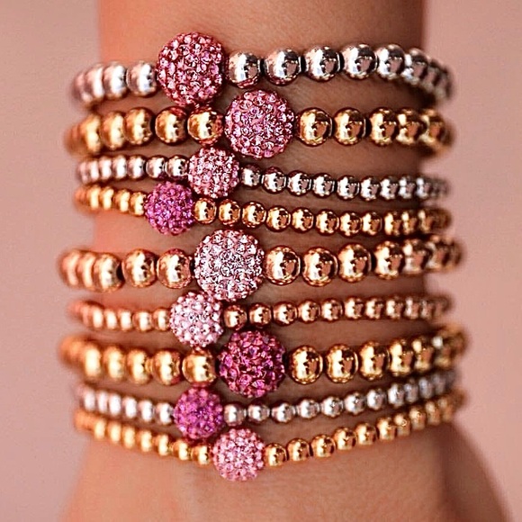 Hand Crafted Jewelry - Hand Crafted Pink Frosted Bead Bracelets